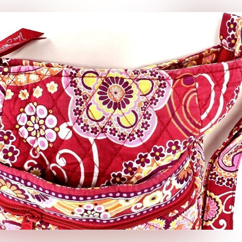 Vera Bradley Quilted Pink and Yellow Paisley Floral Crossbody Bag - Picture 6 of 8